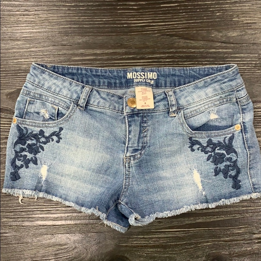 Mossimo Frayed and Embroidered Denim Shorts